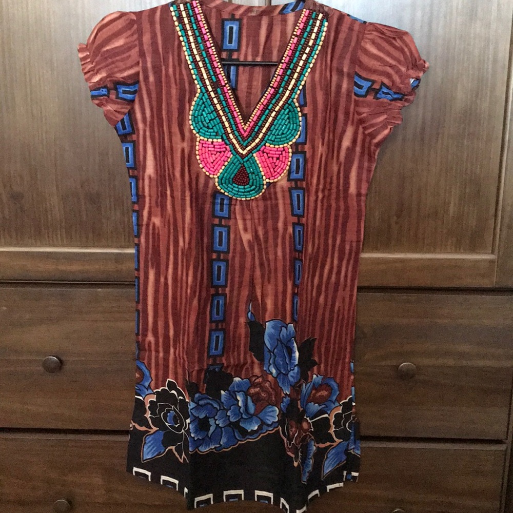Printed top with bead work